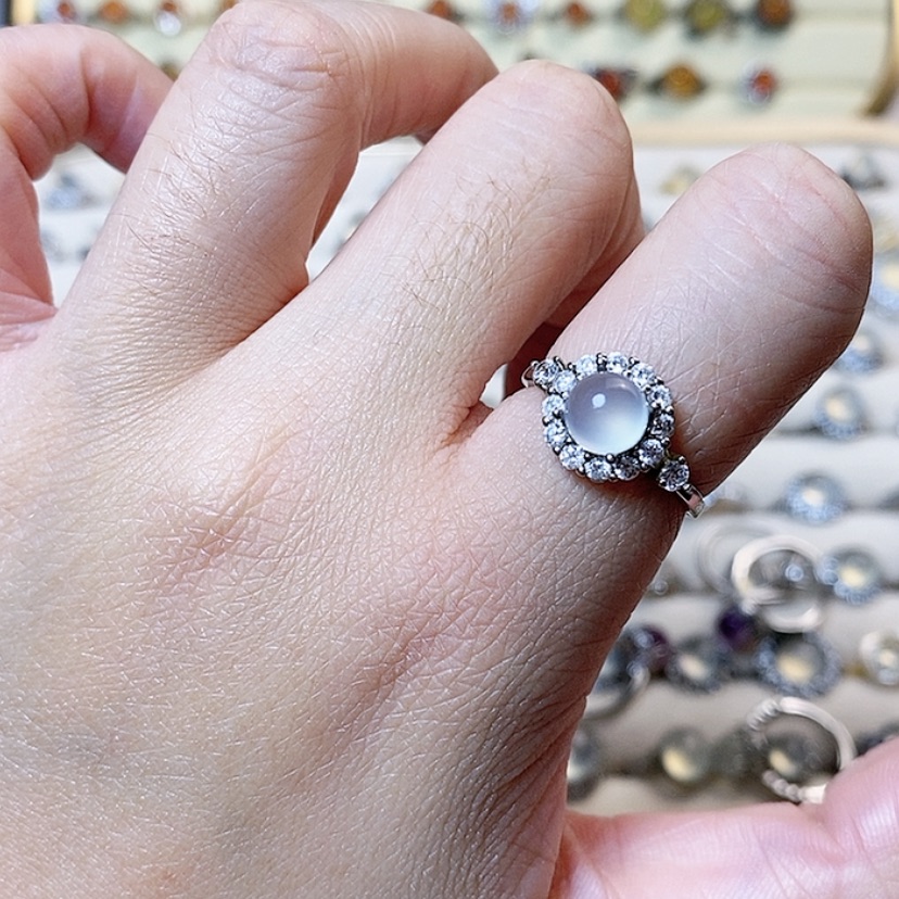 【闪购商品】岫玉戒指银S925镶嵌新疆西藏不包邮