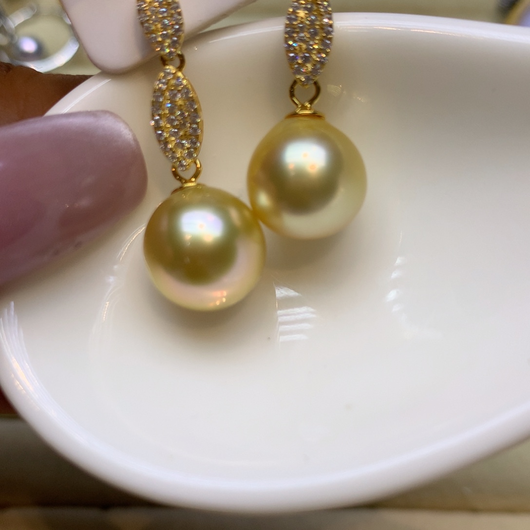 银S925镶嵌耳饰海水珍珠