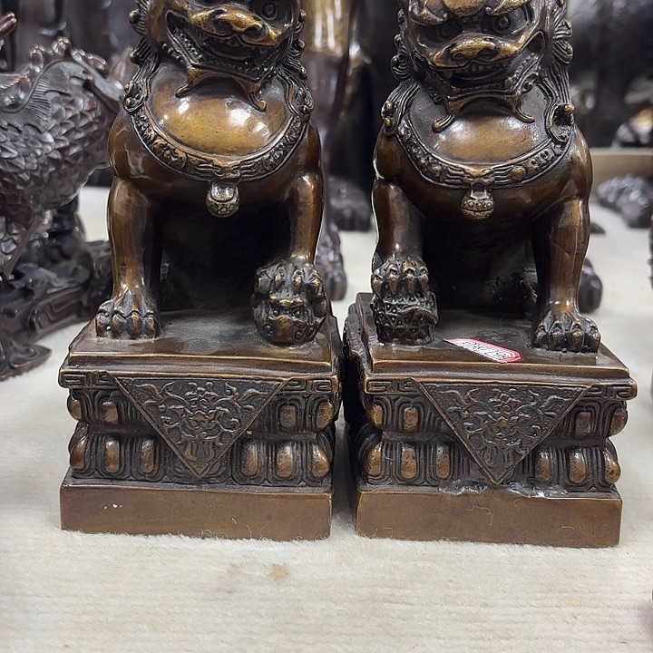 宾***哥黄铜铜器工艺狮子一对