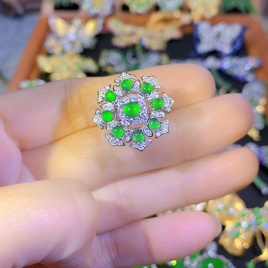 吊坠(不含链)银S925镶嵌翡翠