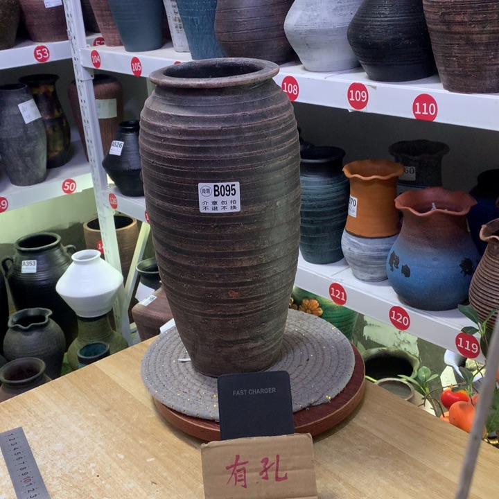 【闪购商品】红陶底部孔大瑕瓷高34口12