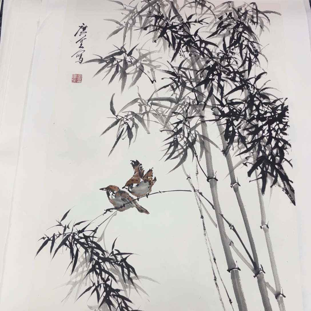 国画四尺三开花鸟s