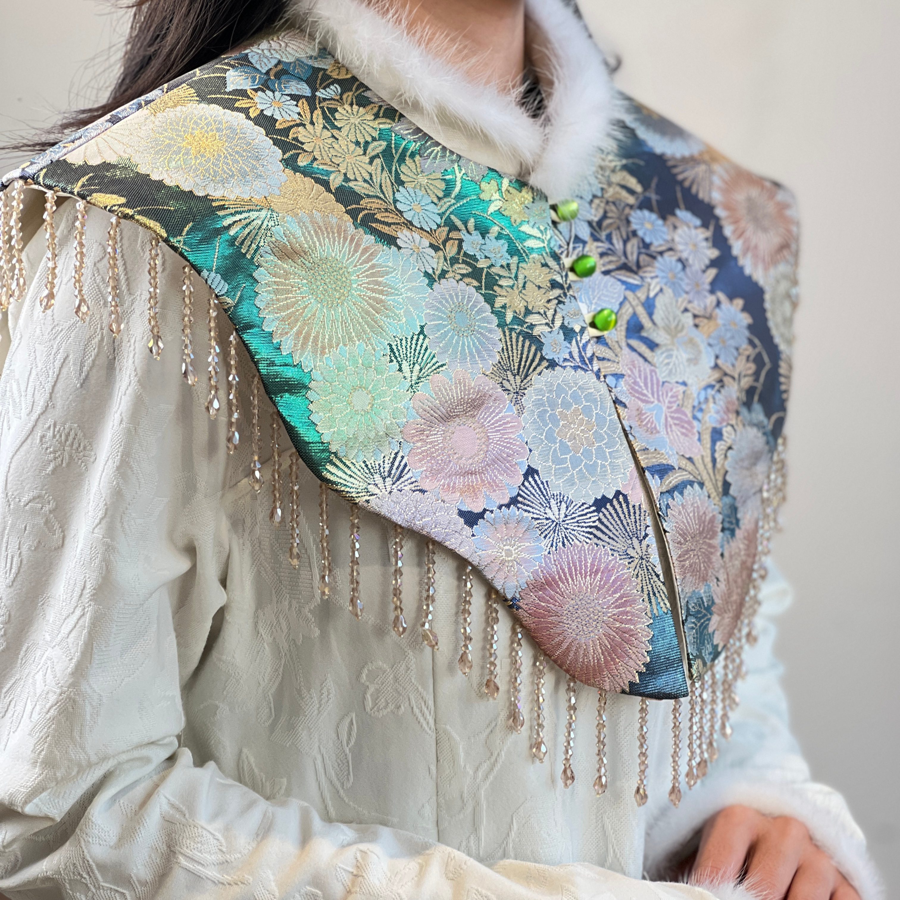 西阵织国风新中式云肩女式古风盘扣文艺清新国风汉服旗袍配饰披肩