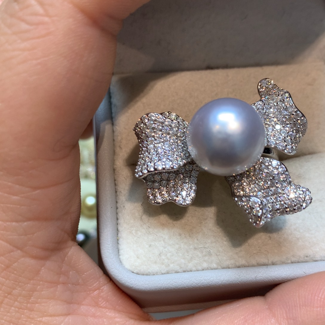 海水珍珠戒指银S925镶嵌