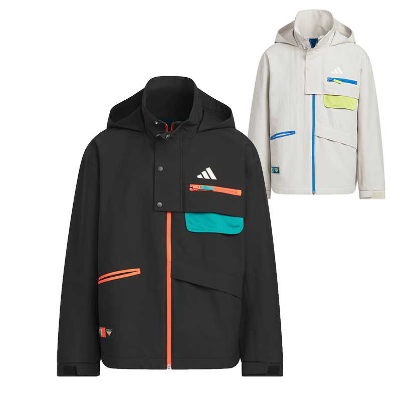 adidas/阿迪达斯男女童内里加绒户外风拒水连帽夹克外套KC0216
