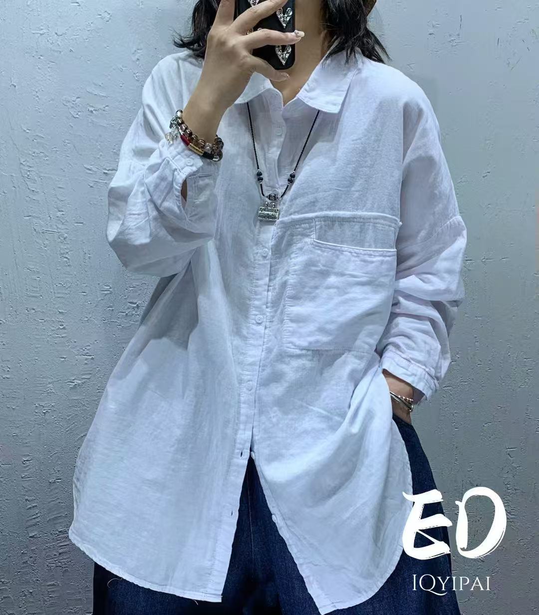 3500秋季新款长袖简约百搭衬衫翻领女衬衣