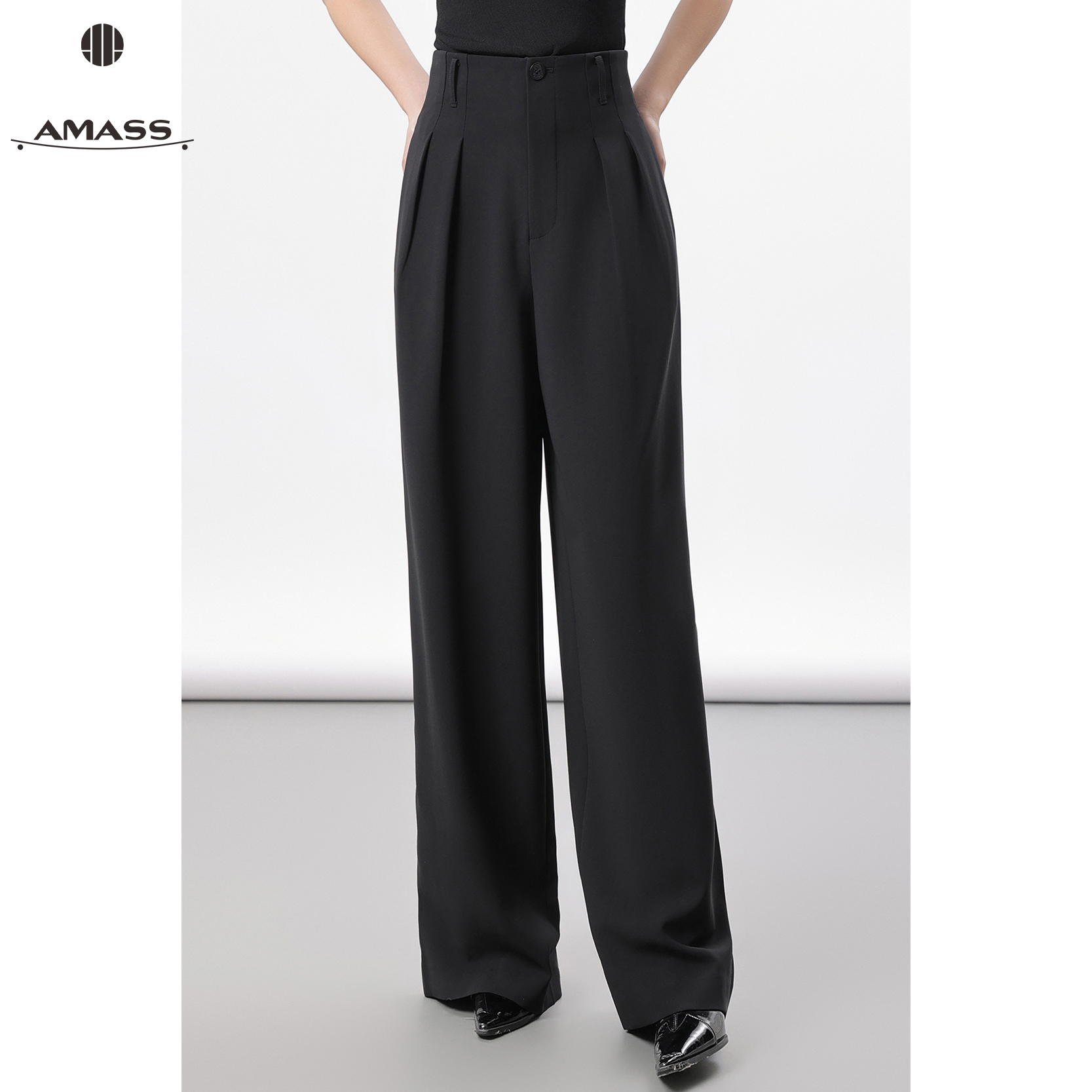 AMASS/阿玛施春夏新款高腰阔腿直筒裤西裤时尚百搭复古女 5100550