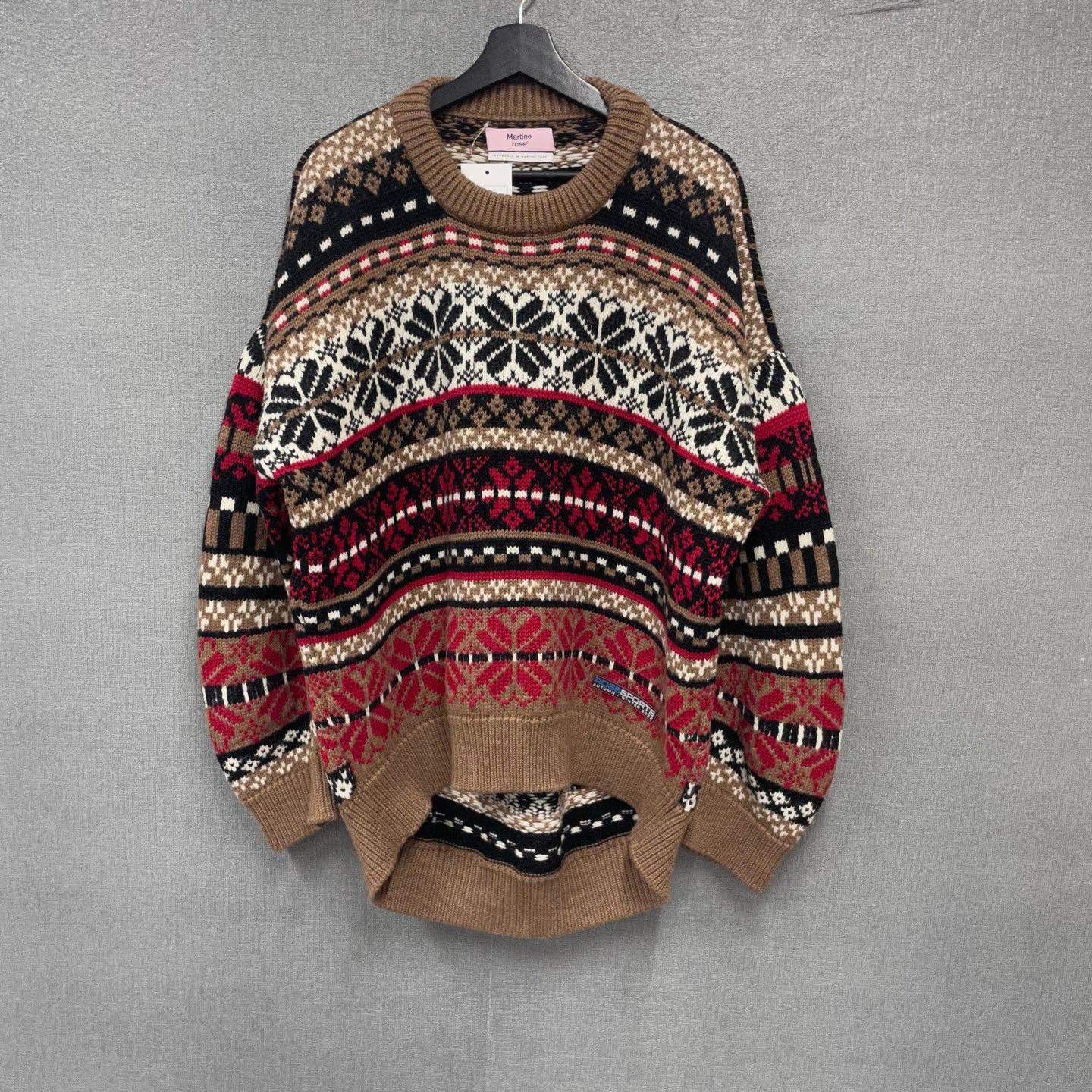 99新 maje Martine rose 几何图案嵌花圆领毛衣 99新S、M码/2603