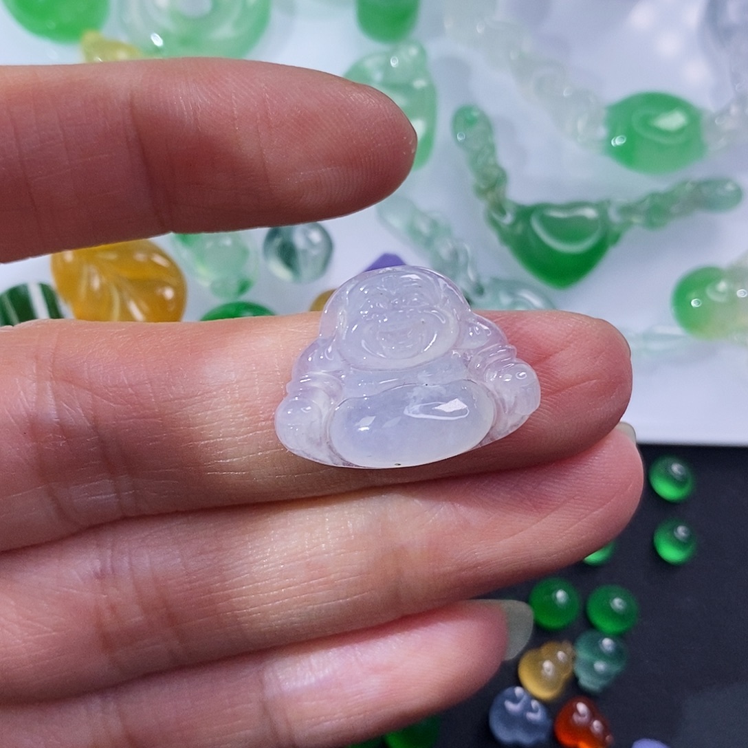 定制翡翠未镶嵌翡翠佛公微暇