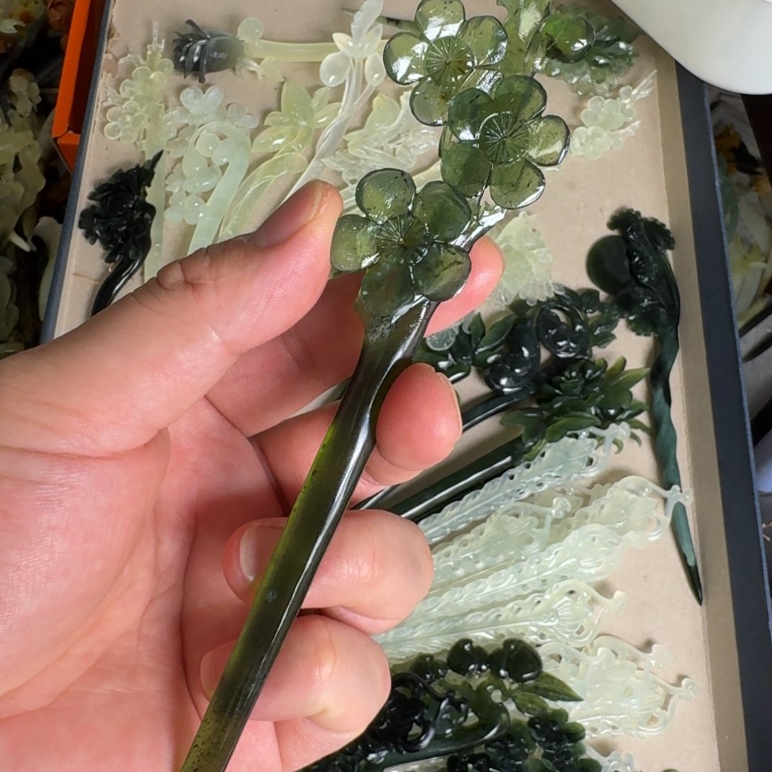 岫玉发饰未镶嵌明君玉簪就是好看