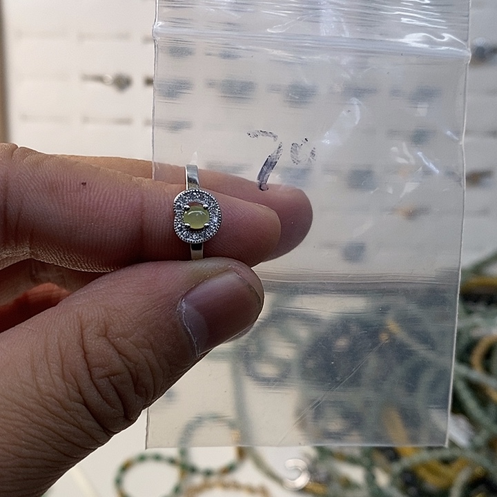 银S925镀金镶嵌戒指翡翠戒指