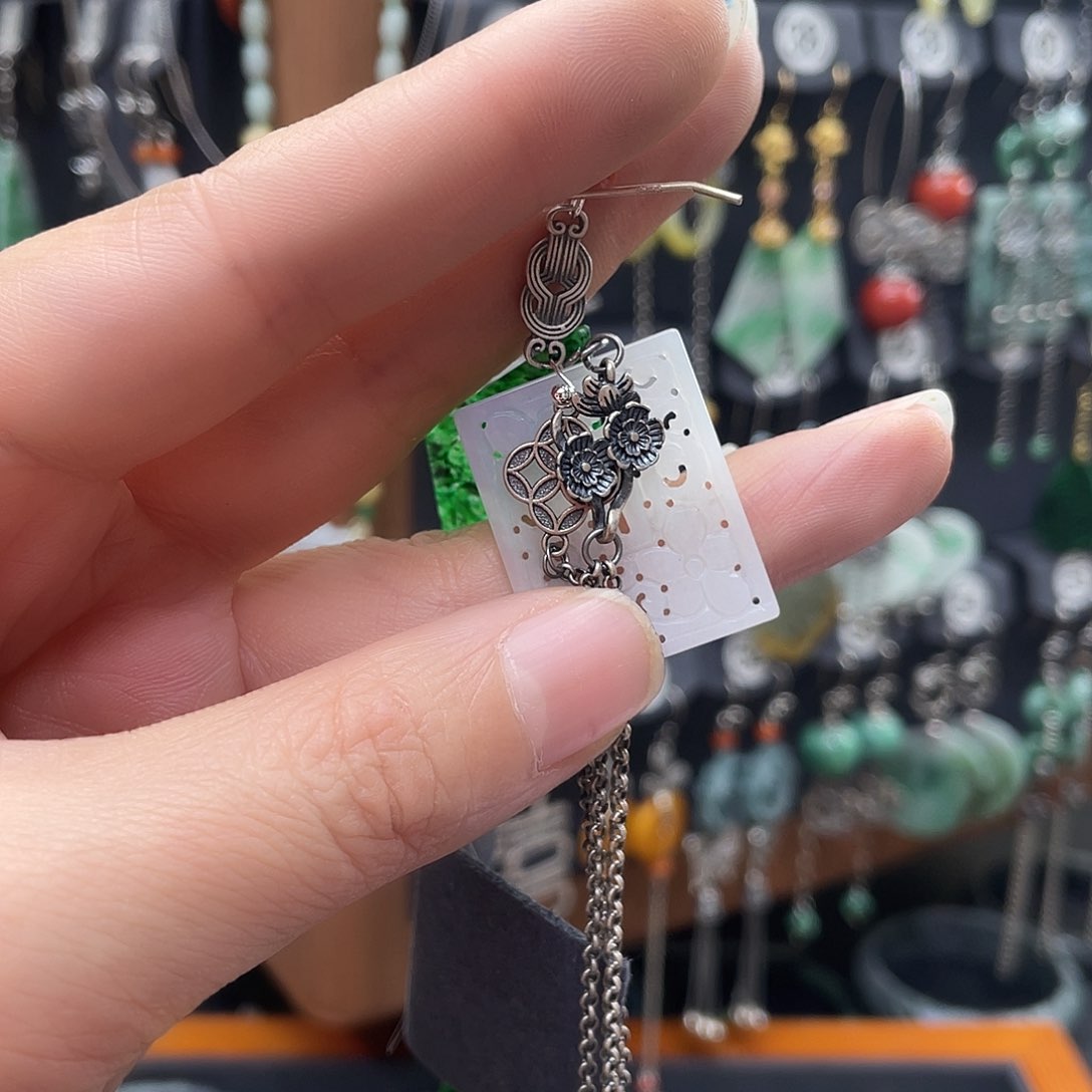 翡翠耳饰银S925镶嵌陌****326ghjhhhk