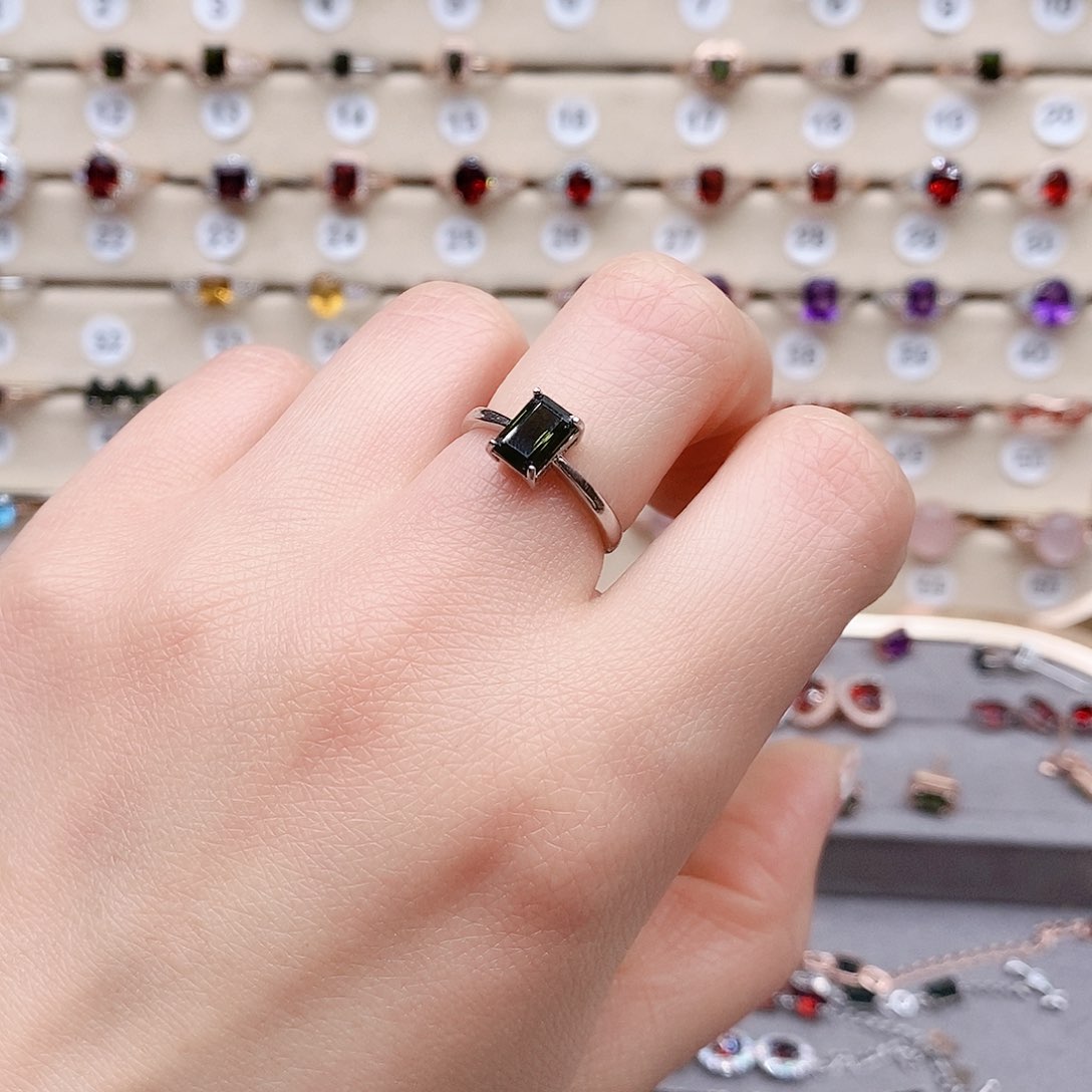 碧玺戒指银S925镶嵌戒指