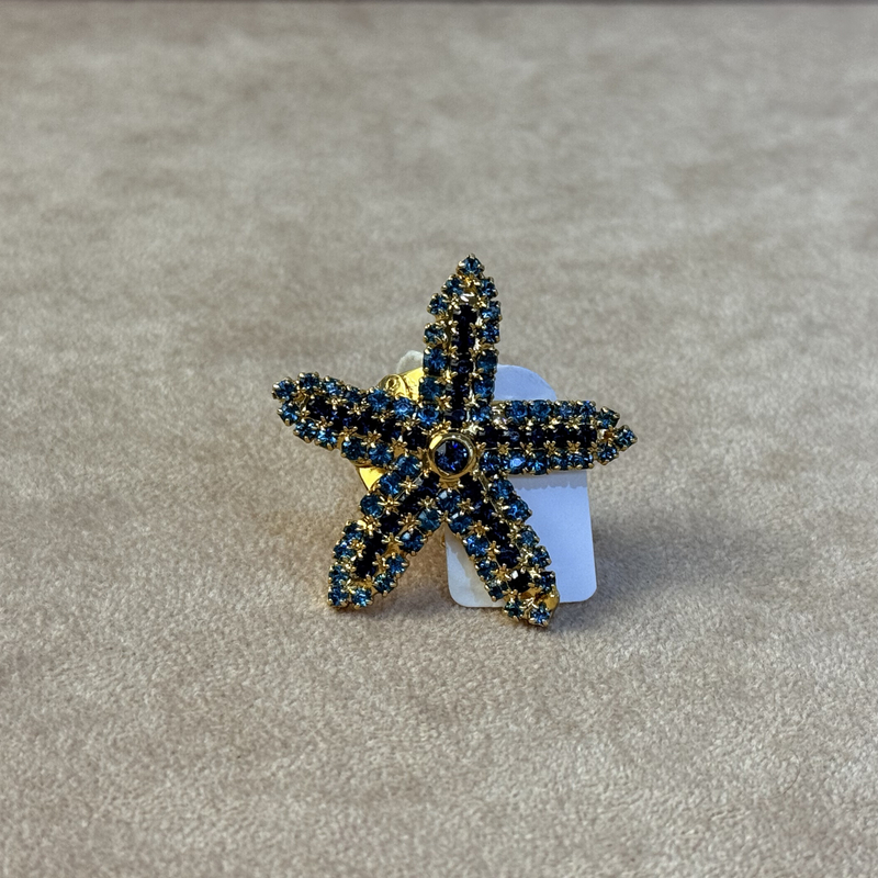 铜合金戒指 意大利手工饰品 CD小众高级水晶镶嵌海星戒指
