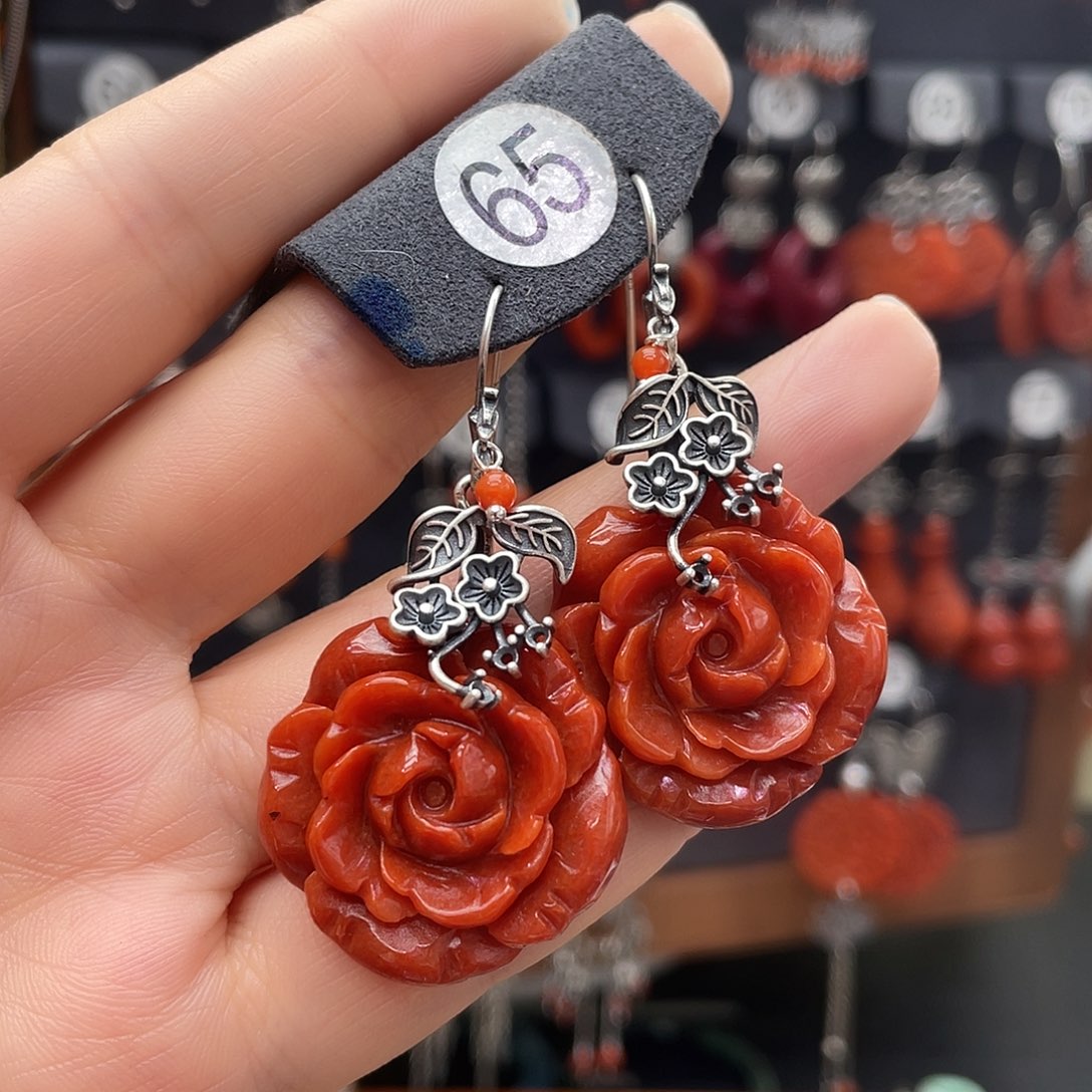 翡翠耳饰银S925镶嵌娜*067fghhgh