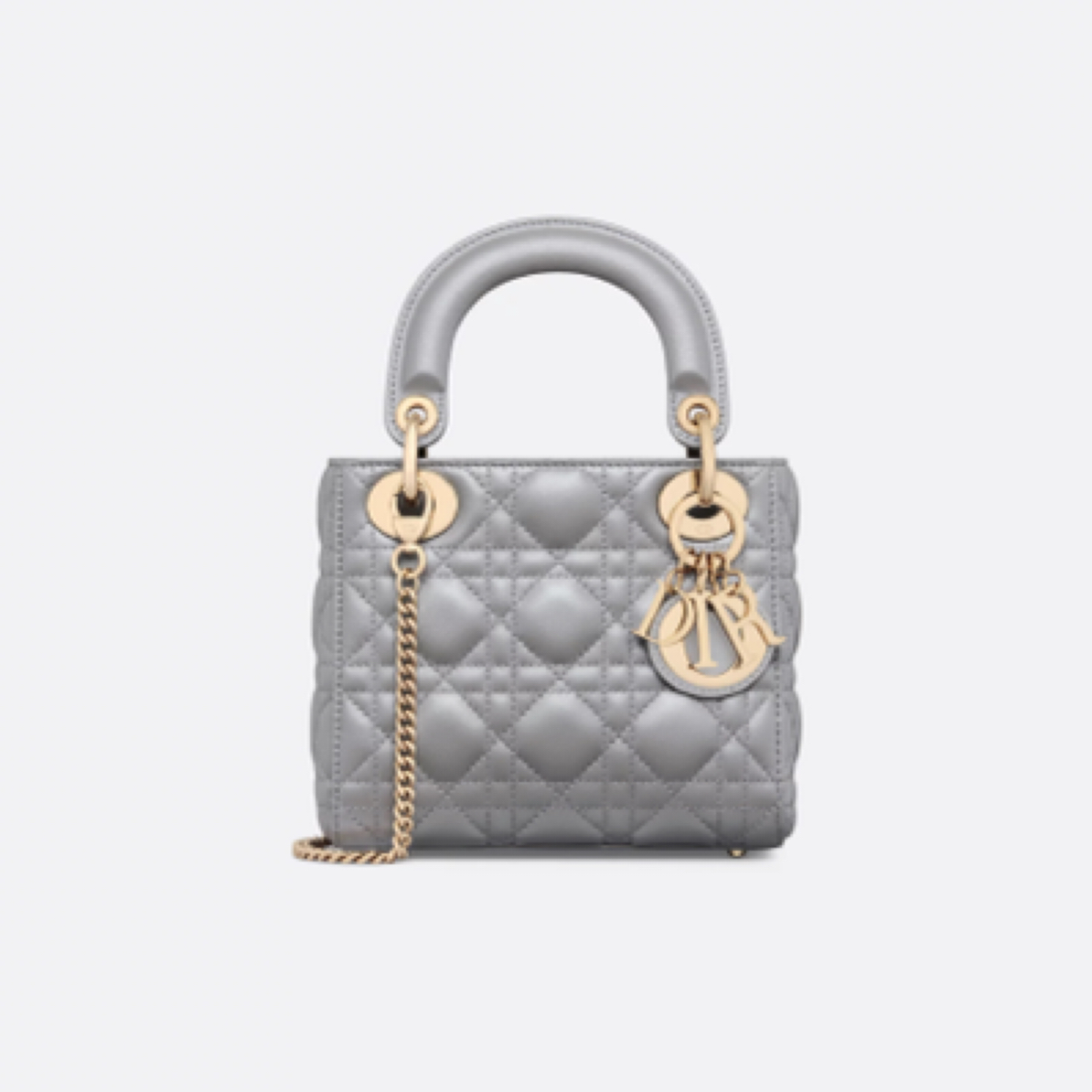 99新 DIOR/迪奥 迪奥 Dior三格戴妃包 灰色金扣5223