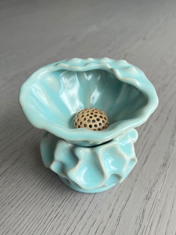 仿古釉汝瓷莲蓬茶漏茶具支钉烧陶瓷