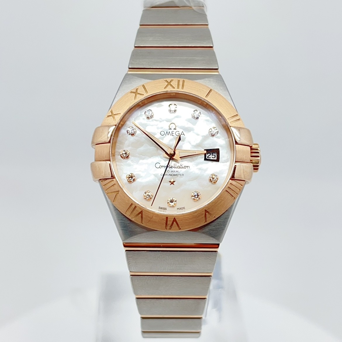 99新 Omega/欧米茄 自动机械31mm原钻18K玫瑰金/公价86999jm3463