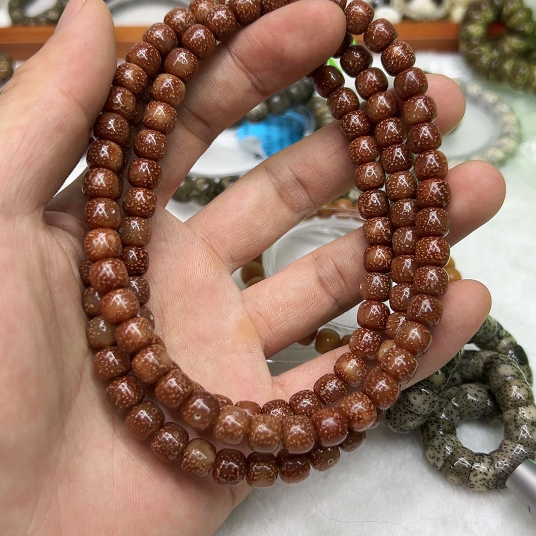 星月菩提手串49殿堂嗷嗷爆透粉冰玉华星月菩提108-87