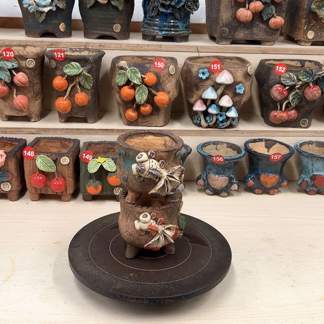 紫砂花盆263号组合2个内囗 8外高10