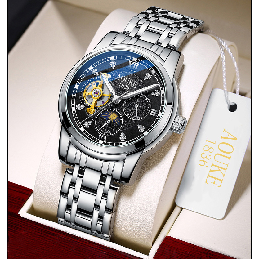 伯爵系列日月星辰全自机械时尚百搭镂空男士腕表kk303