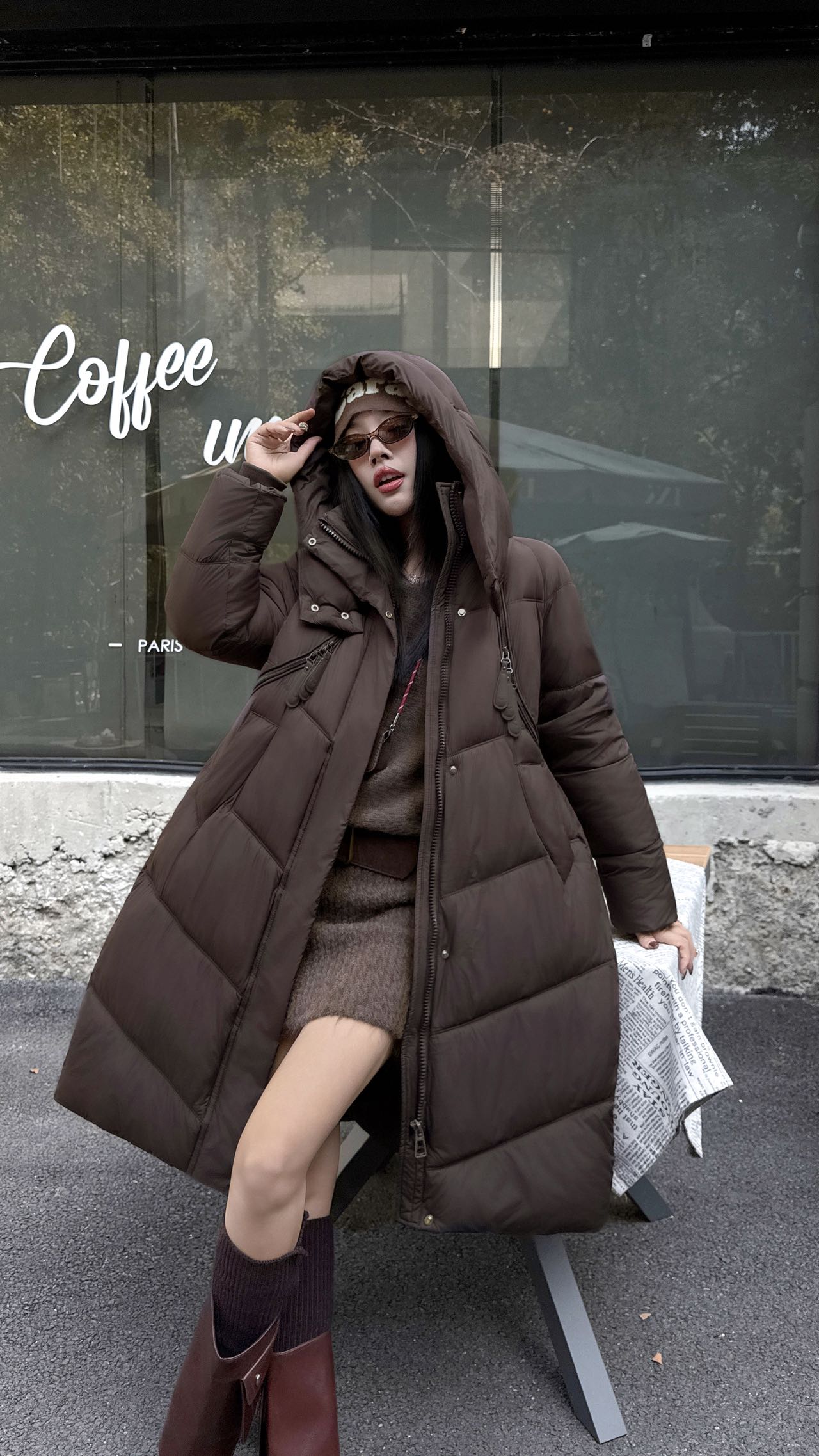 秋冬保暖中长款长袖女冬季休闲韩版潮流棉服-8815