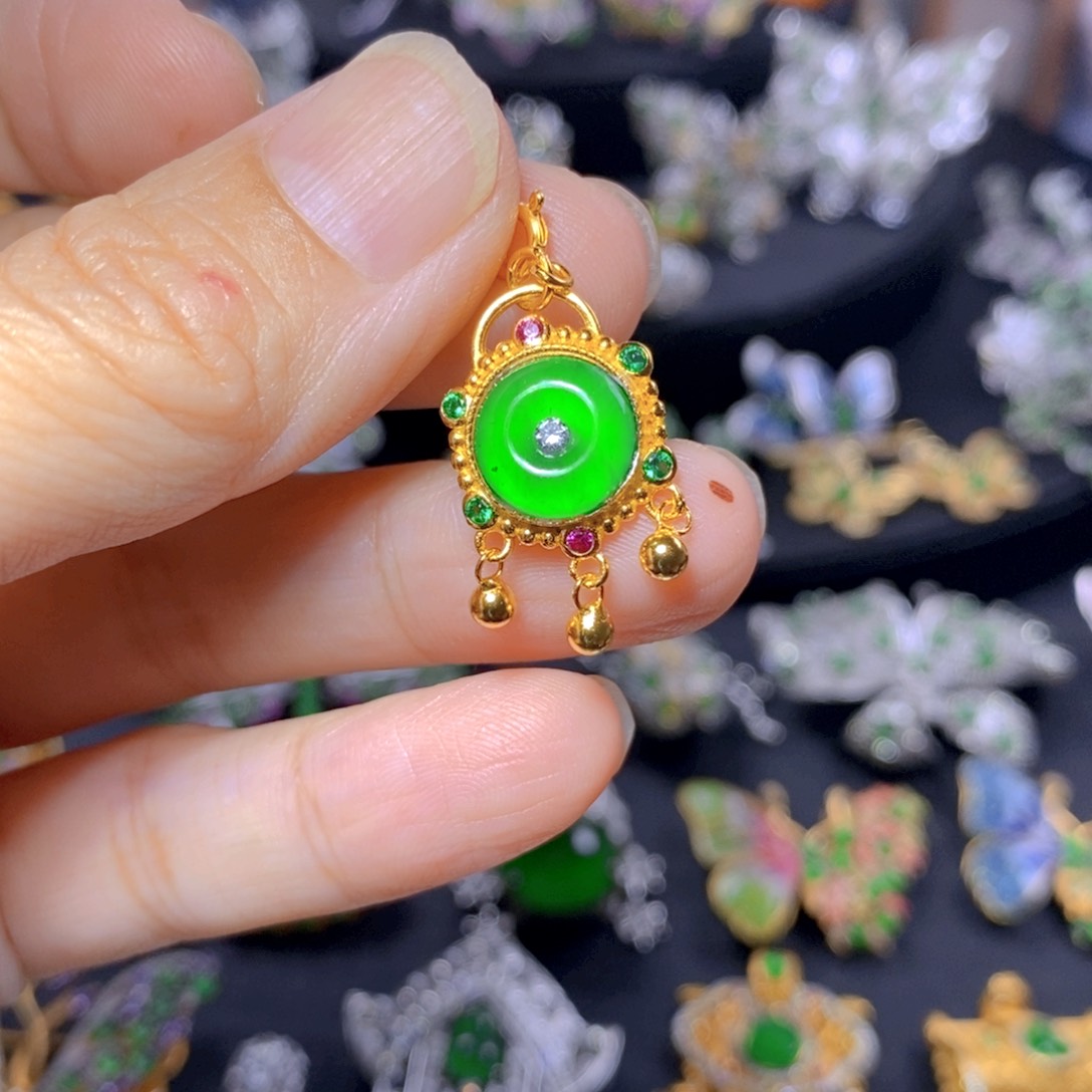 翡翠银S925镶嵌毛衣链天然翡翠