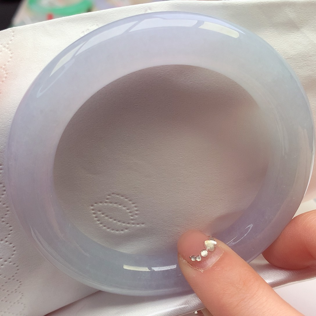 翡翠手镯未镶嵌天然翡翠55-56樱花粉胖圆卡双十一o毛孔