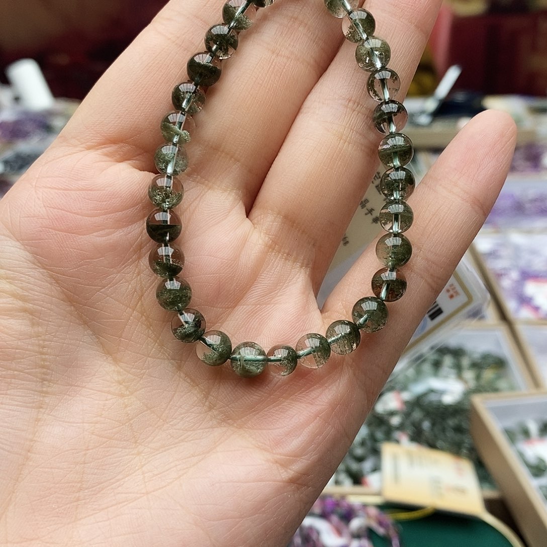 水晶手链未镶嵌绿幽灵单圈40克价