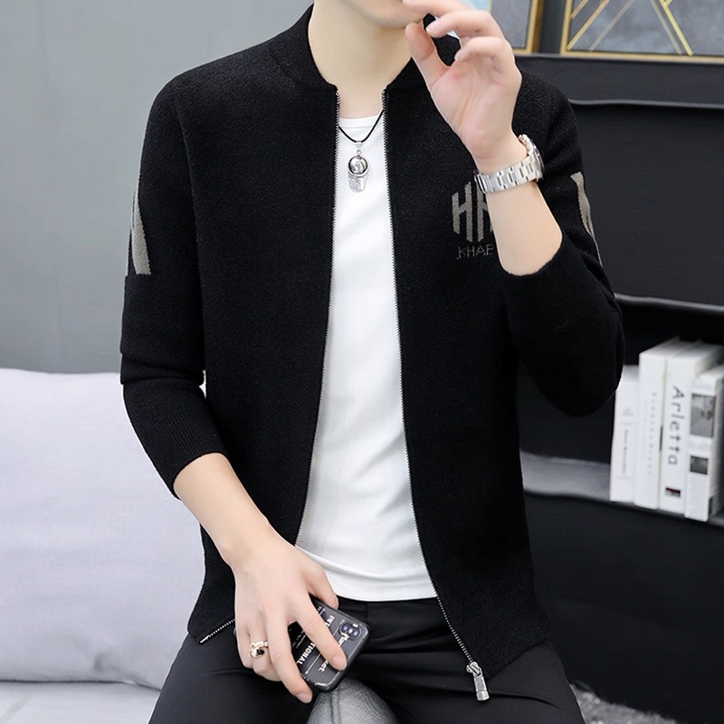 【字母提花休闲开衫】秋季新款时尚帅气男士上衣百搭外套-7007