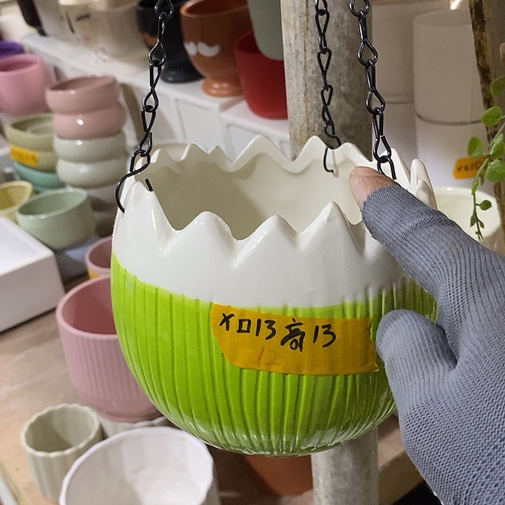 陶盆有孔 瑕疵针孔漏釉介意勿拍外口 13外高13