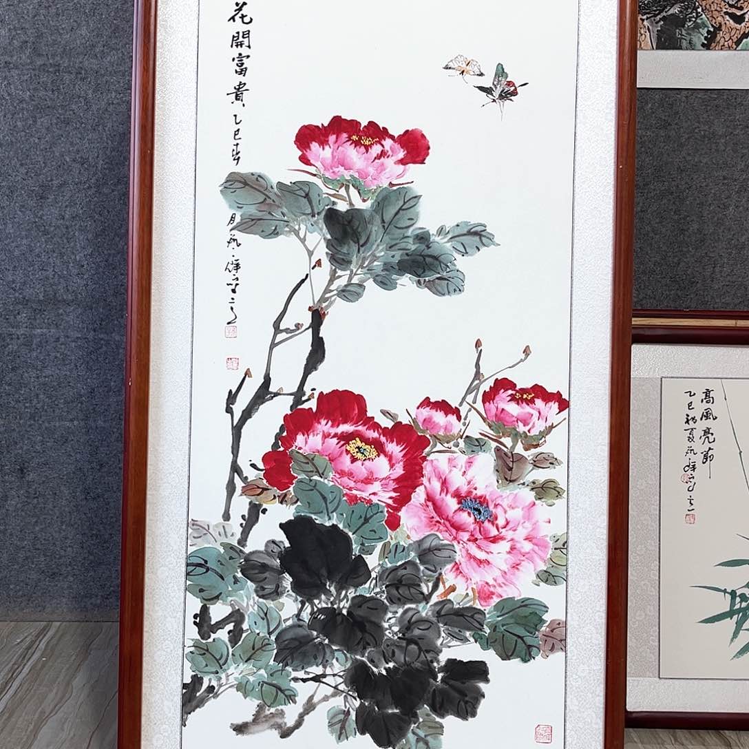 国画书画作品带框123×63厘米