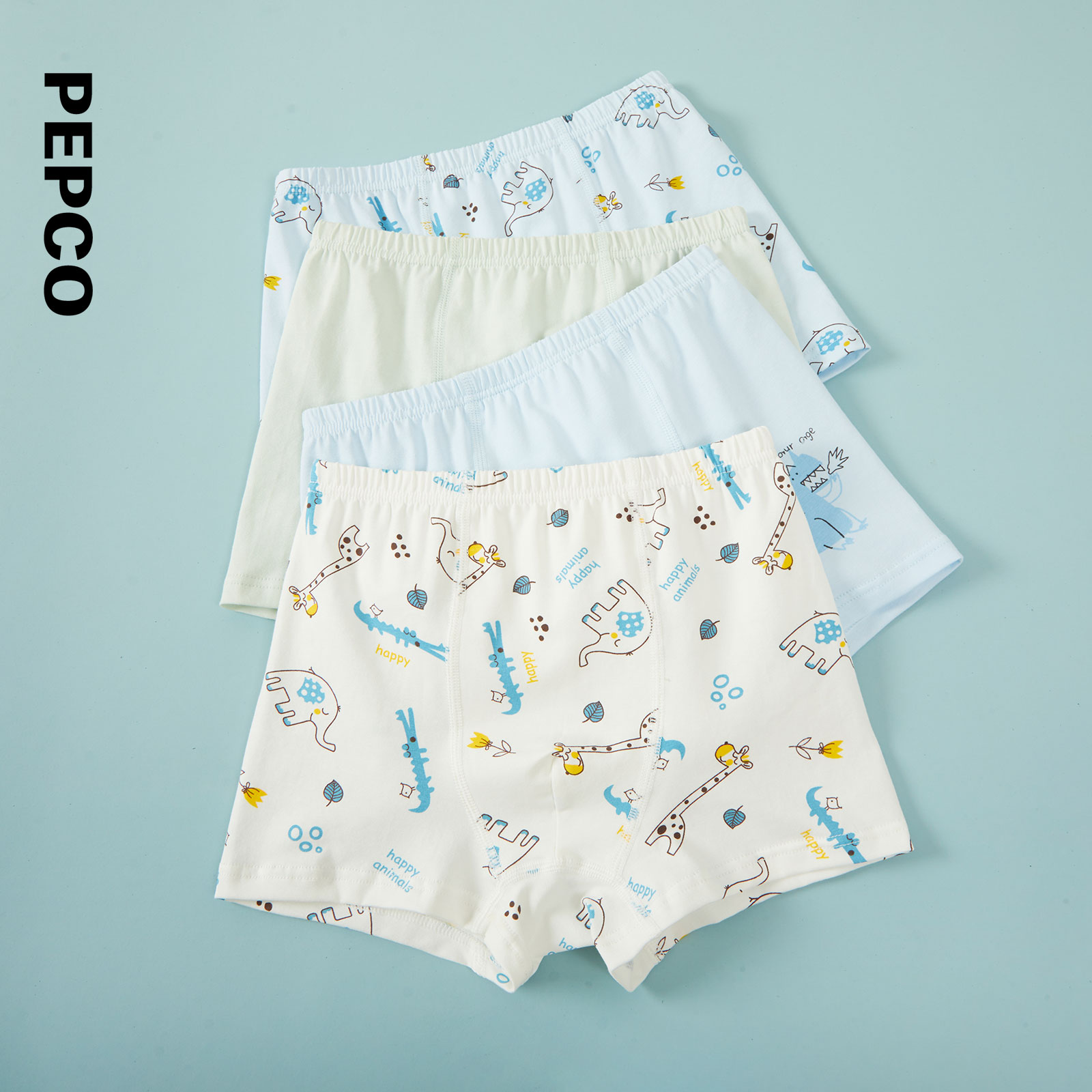 小猪班纳童装25新款儿童舒适内裤男童平角内裤(四条装）812440503 