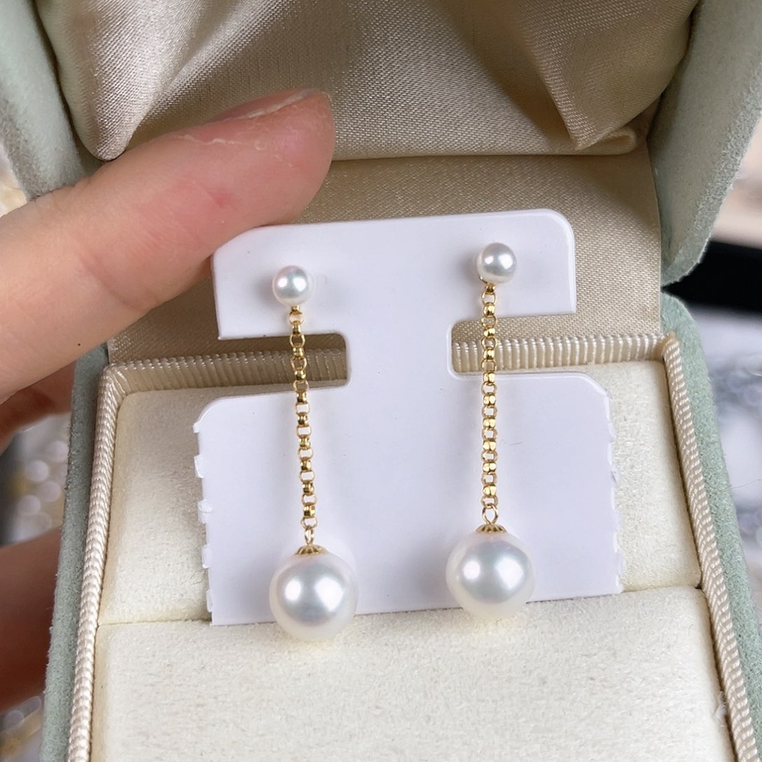 淡水珍珠耳饰18K金镶嵌