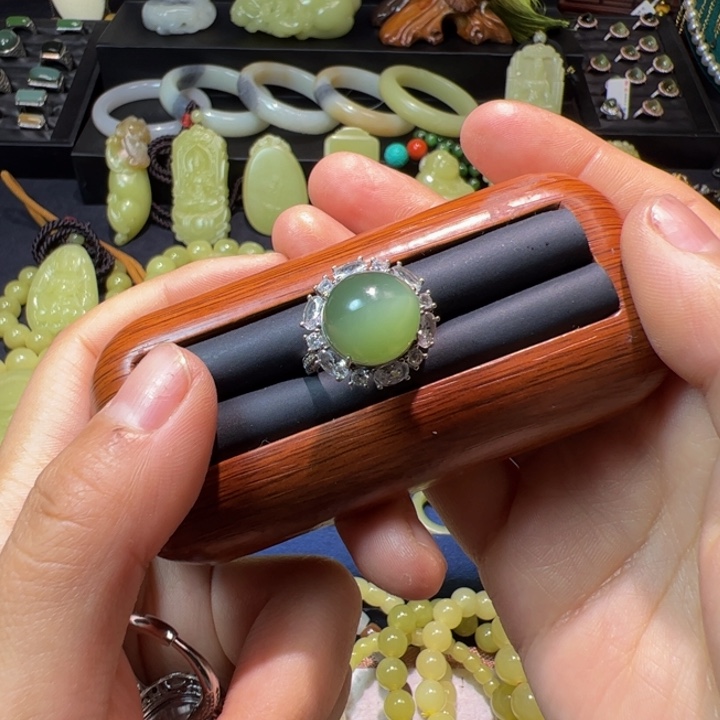 和田玉颈饰银S925镶嵌