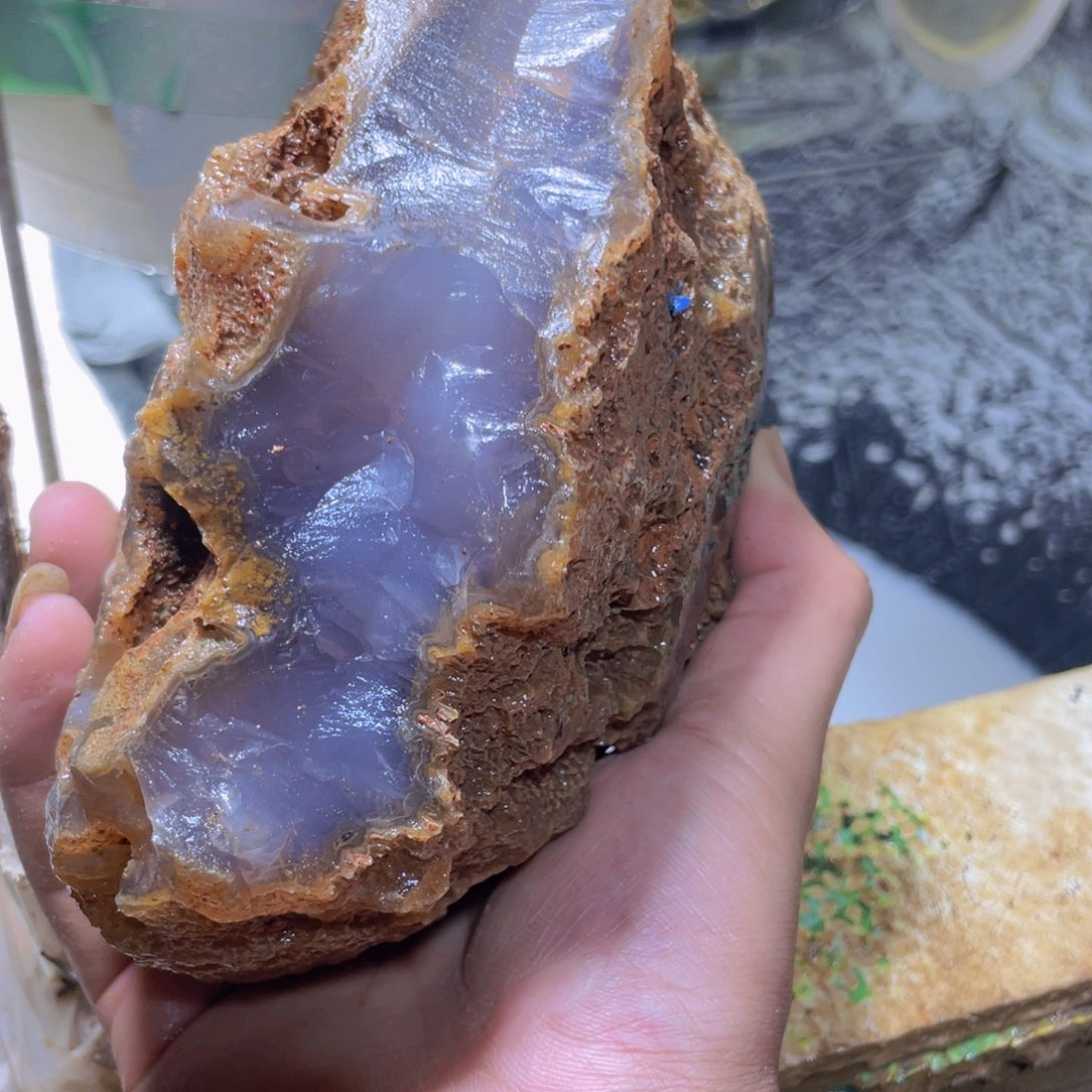 定制玛瑙蓝***空天然玛瑙手镯原石