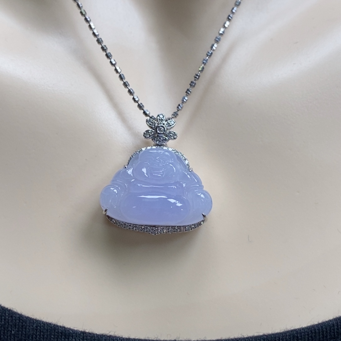 翡翠吊坠(赠链)18K金镶嵌