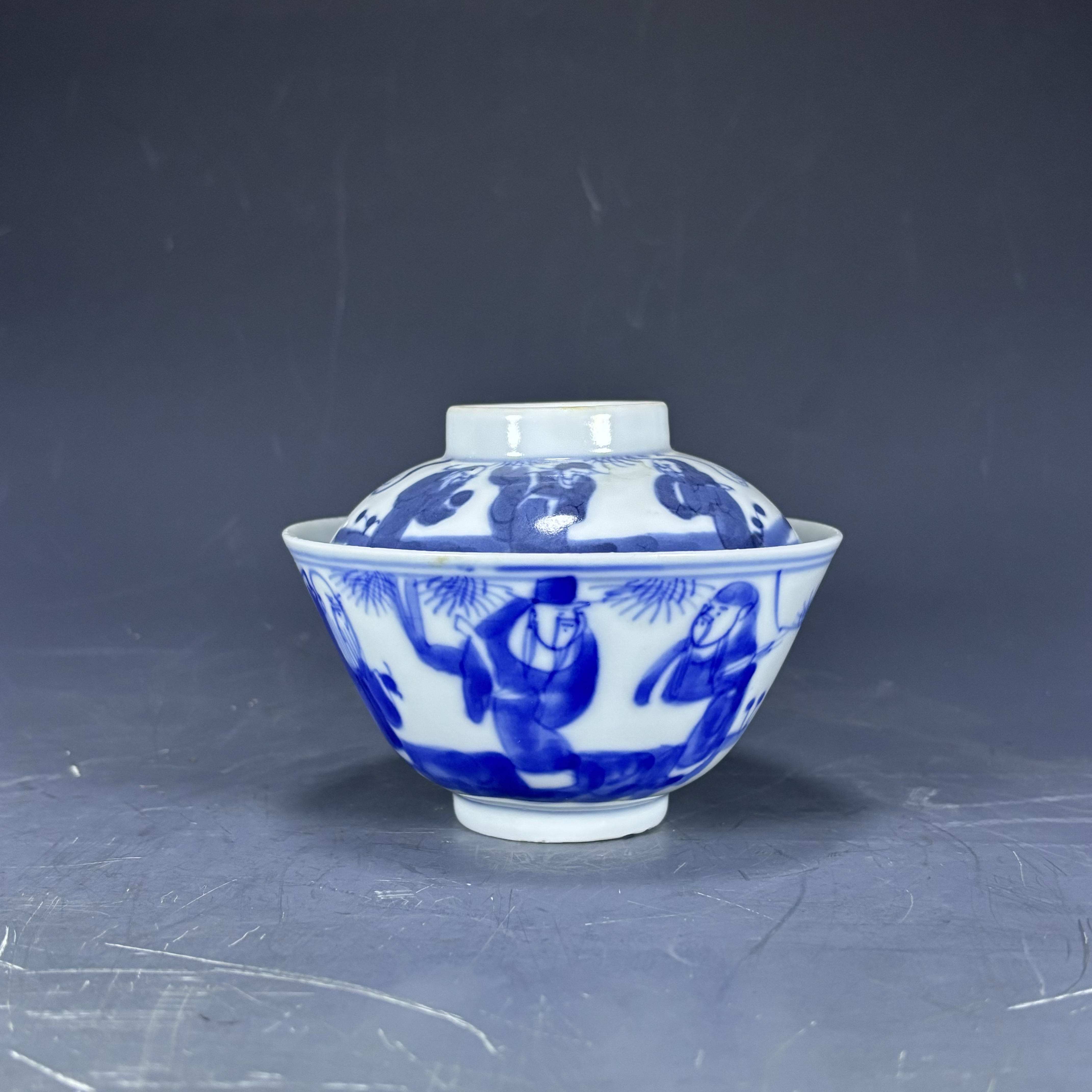 ｛来福甄选｝清 青花福禄寿三星盖碗