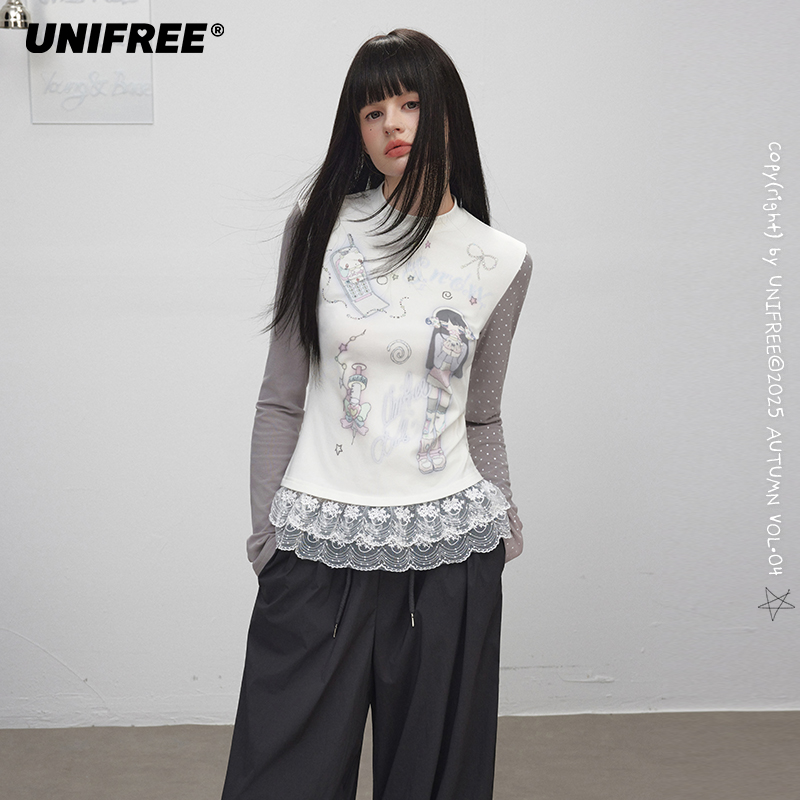 【金拐子专属】UNIFREE长袖T恤花边U253G313G1G1