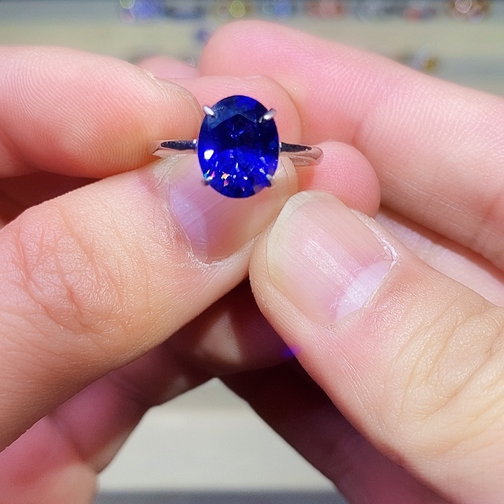 蓝宝石戒指银S925镶嵌