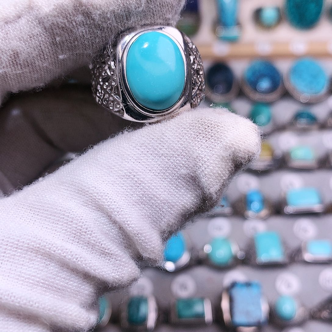 绿松石挂件银S925镶嵌