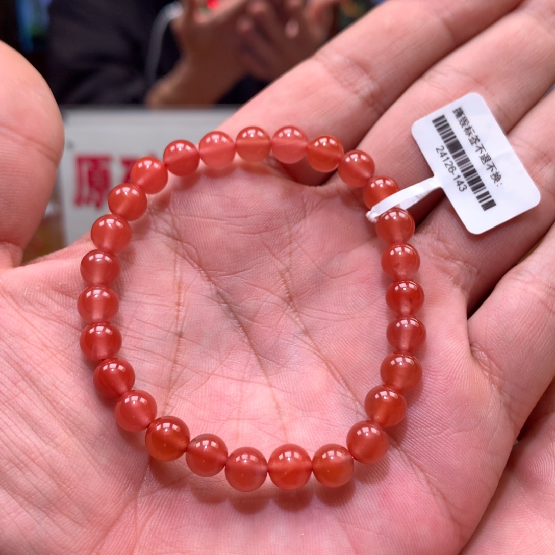 南红玛瑙单圈未镶嵌7mm➕大黑洞冰红