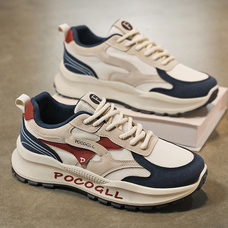 男鞋2025冬季透气防臭百搭网面运动休闲增高港风复古老爹潮鞋子男