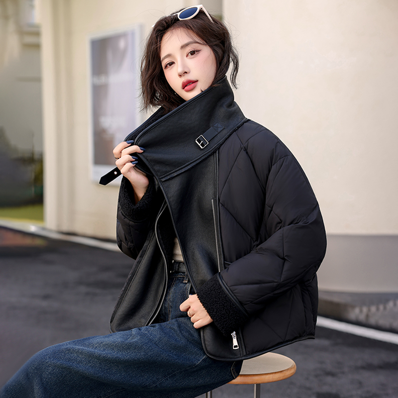 2025保暖短款女宽松型韩版冬季拼色抗寒修身棉服2922#