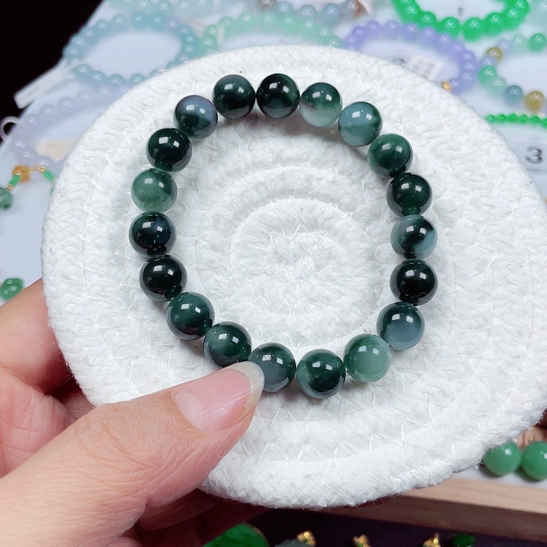 翡翠未镶嵌手链天然缅甸翡翠A货卡10