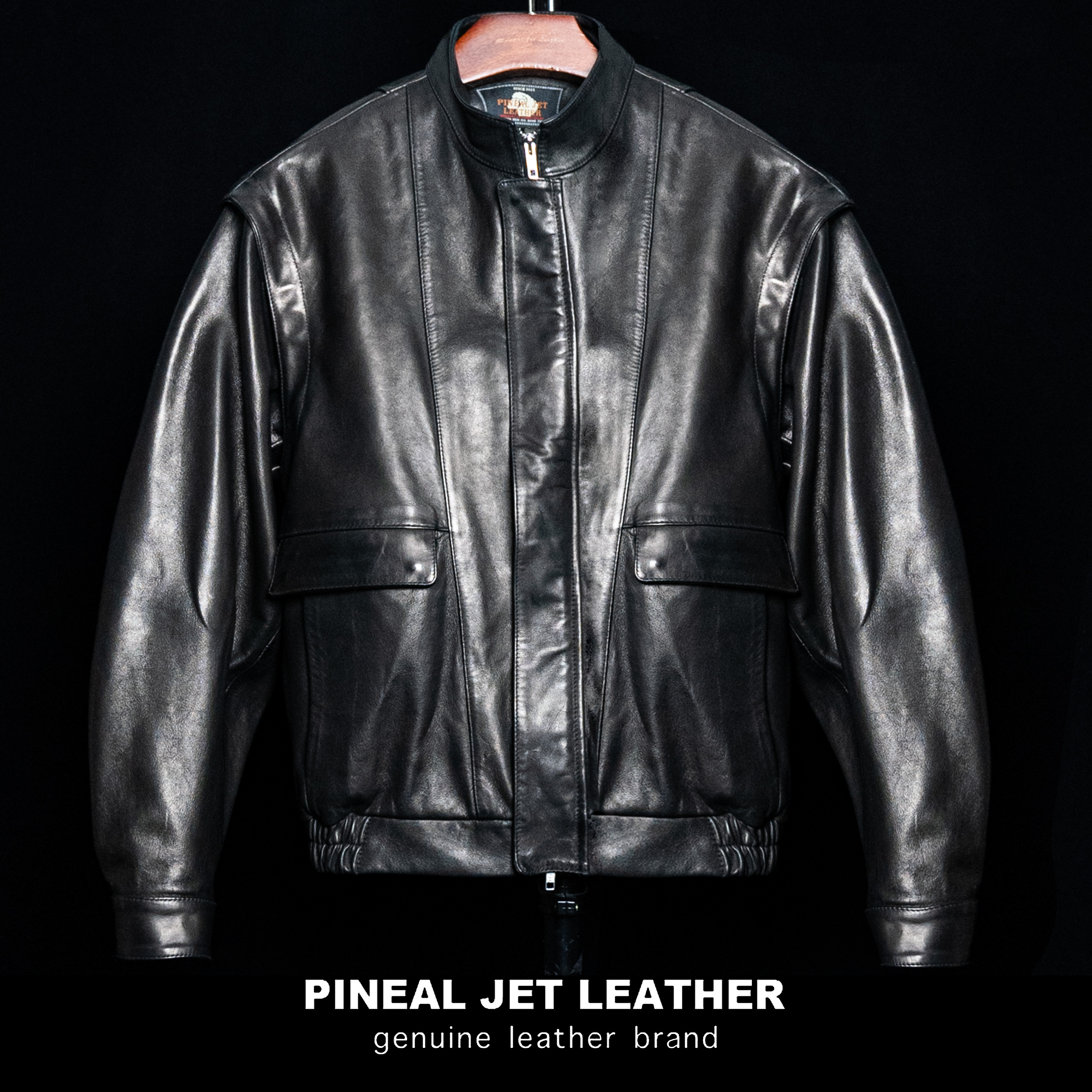 PJL四季复古港风oversize扩版羊皮两穿马甲情侣款540皮衣