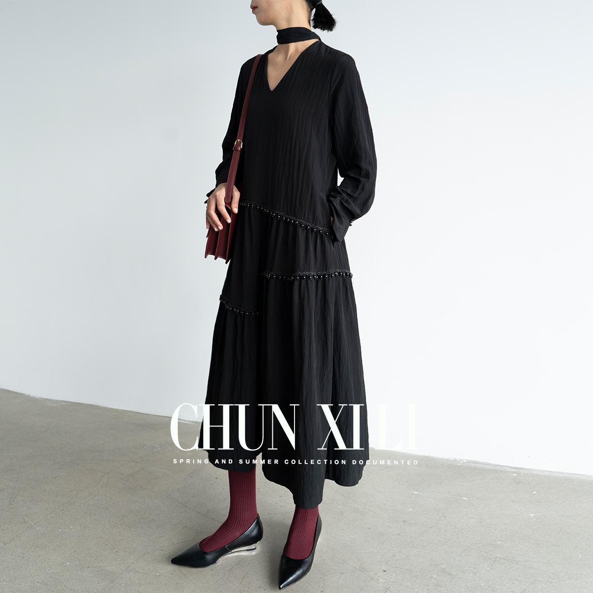 CHUNXILI/春熙里 气质宽松连衣裙 秋季时尚显瘦长裙D04L42069