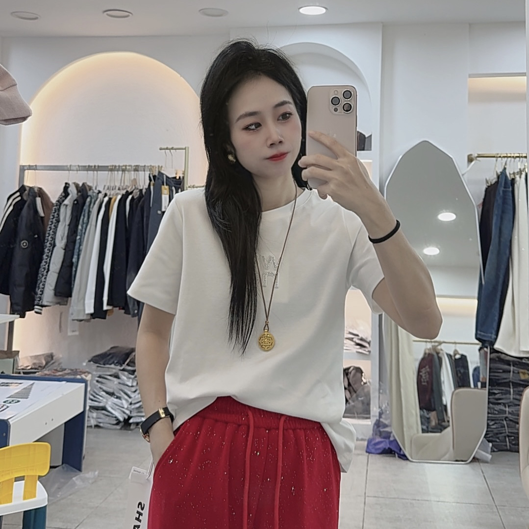 1058新款亮钻字母短袖T恤