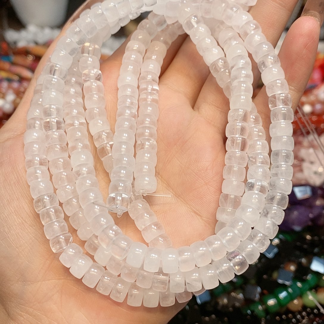 玛瑙/玉髓散珠天然白水晶剁珠一条7mm