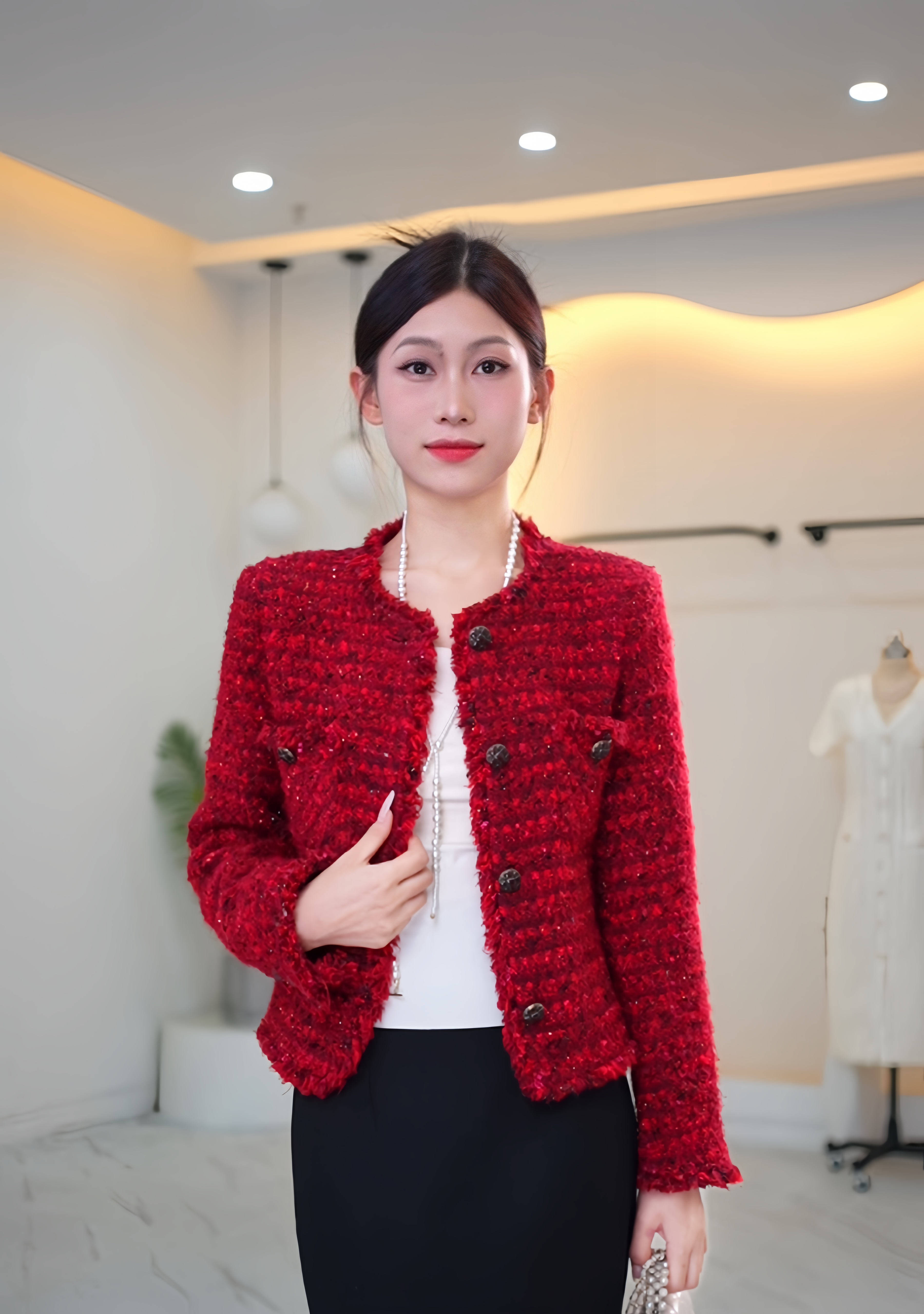 （鸿运当头）2025春款上新经典红色系名媛气质小香风外套女